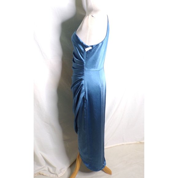 ELLIATT Cassini One-Shoulder Satin Dress Blue X-Large 10 NEW - Picture 9 of 12